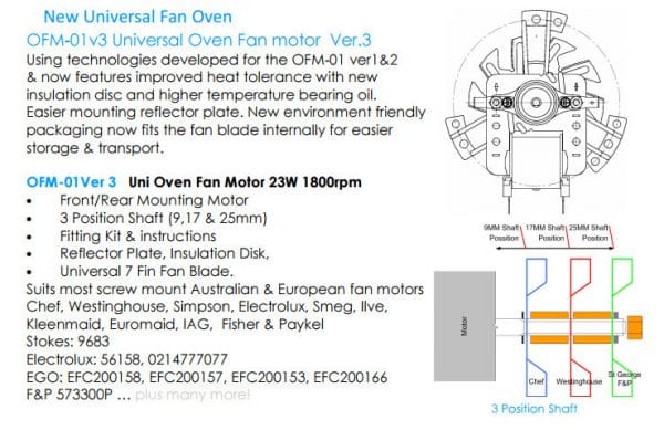 OVEN FAN MOTOR - UNIVERSAL 23W - Image 2